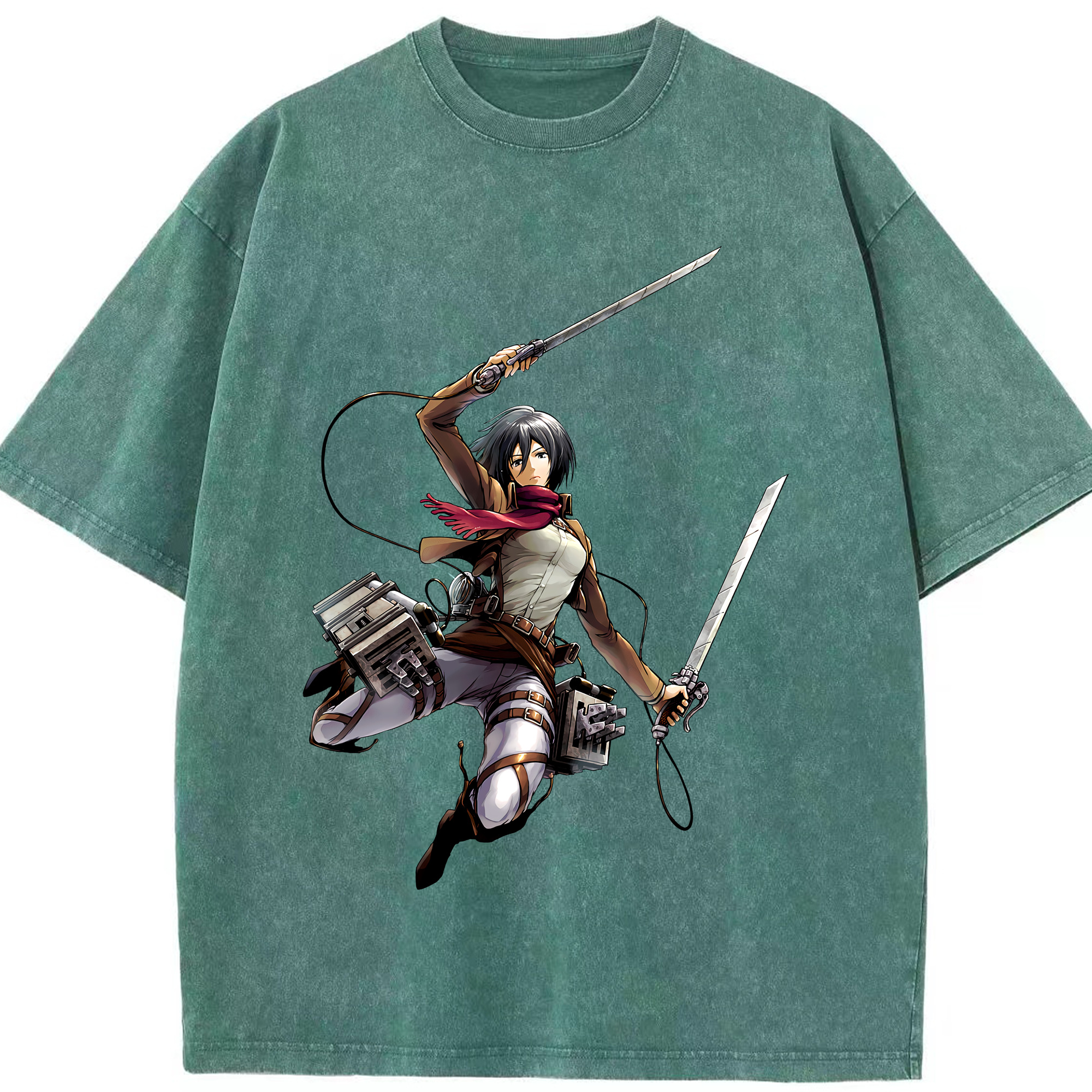 （画像用） 進撃の巨人 ミカサ·アッカーマン Attack on Titan Mikasa Ackerman 綿100% ヴィンテージ風 半袖Tシャツ（フロントプリント）